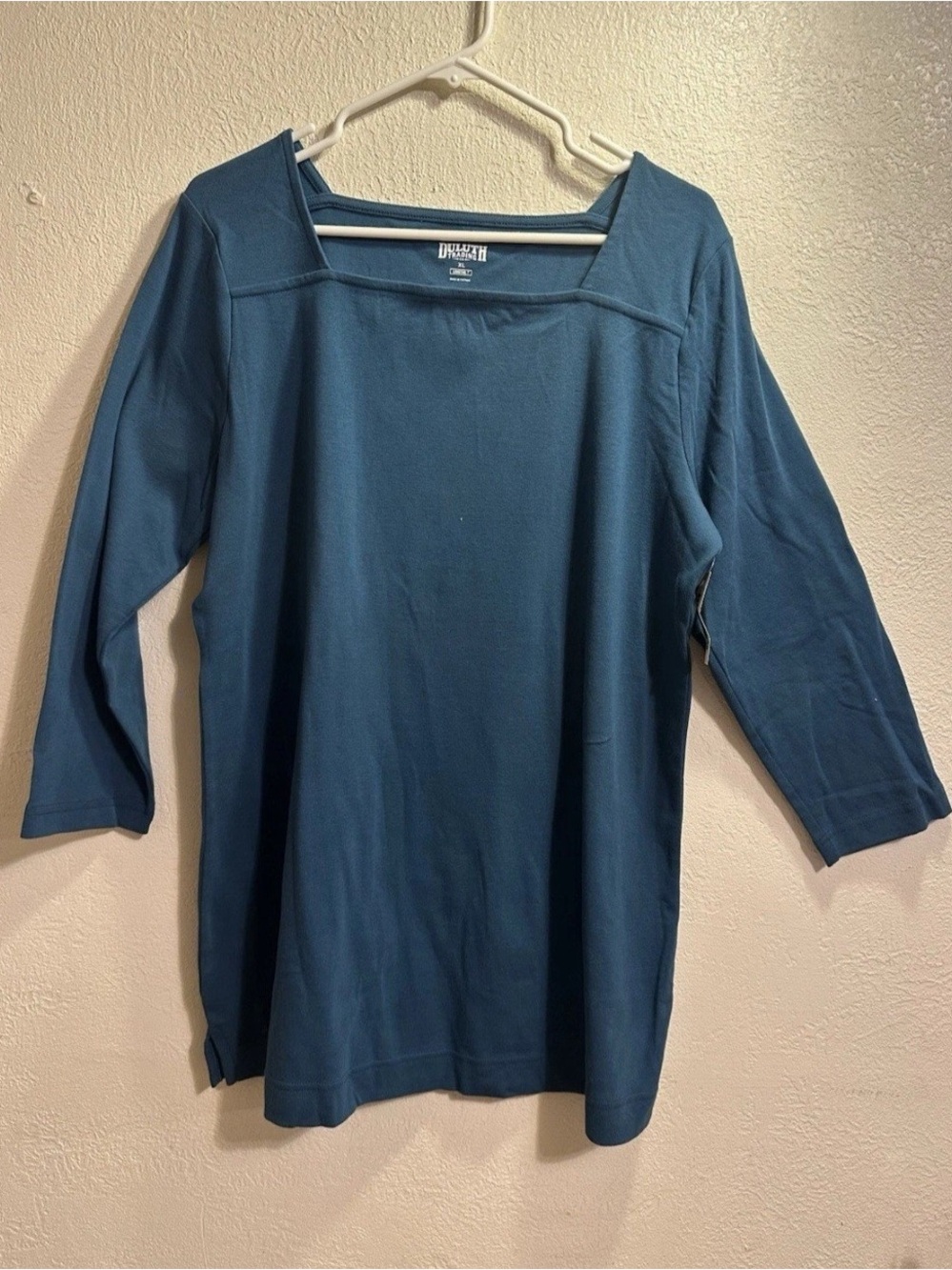 Duluth Trading Womens XL Longtail T Tunic Blue 3/4 Sleeve Cotton NWT